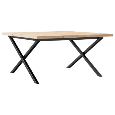 Klubska mizica - kavna mizica - Nizka mizica X okvir 80x80x45,5 cm trdna borovina lito železo
