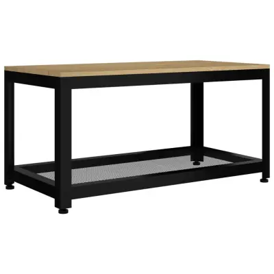 Klubska mizica - kavna mizica - Nizka mizica svetlo rjava in črna 90x45x45 cm MDF in železo