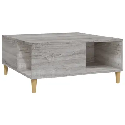 Klubska mizica - kavna mizica - Nizka mizica siva sonoma 80x80x36,5 cm inženirski les