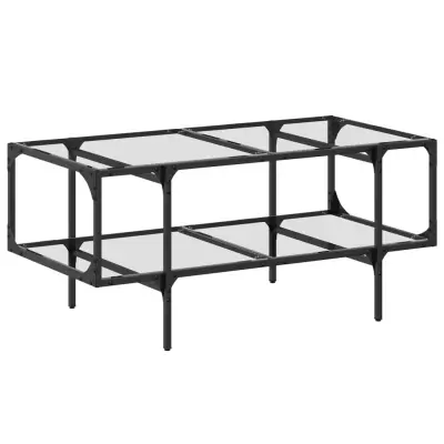 Klubska mizica - kavna mizica - Nizka mizica s stekleno površino 98,5x50x45 cm jeklo