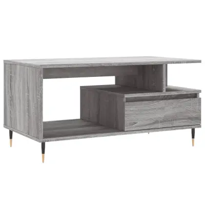 Klubska mizica - kavna mizica - Nizka mizica siva sonoma 90x49x45 cm inženirski les