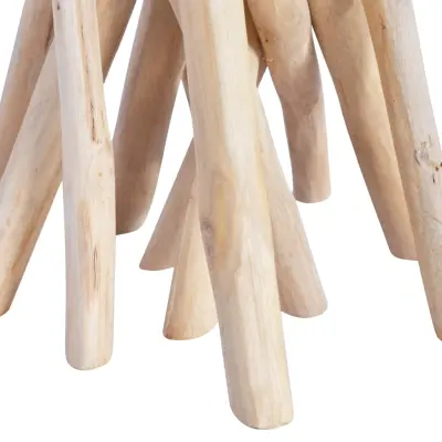 Klubska mizica - kavna mizica - Nizka mizica s stekleno površino 35x35x50 cm trdna tikovina