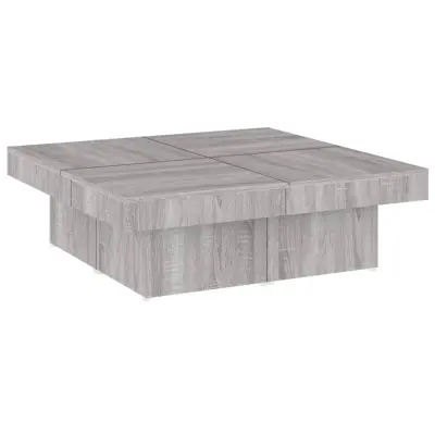 Klubska mizica - kavna mizica - Nizka mizica siva sonoma 90x90x28 cm inženirski les