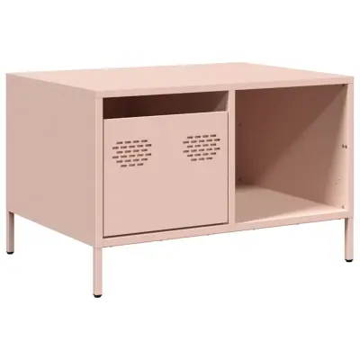 Klubska mizica - kavna mizica - Nizka mizica roza 68,5x50x43,5 cm valjano jeklo