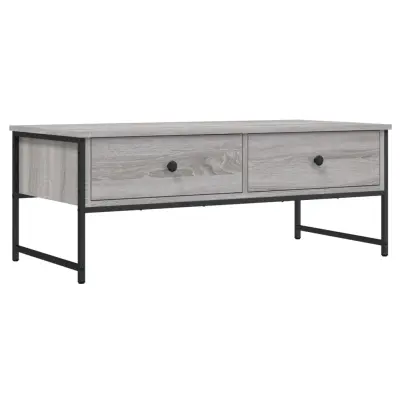 Klubska mizica - kavna mizica - Nizka mizica siva sonoma 101x49x39,5 cm inženirski les