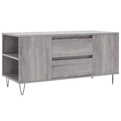 Klubska mizica - kavna mizica - Nizka mizica siva sonoma 102x44,5x50 cm inženirski les