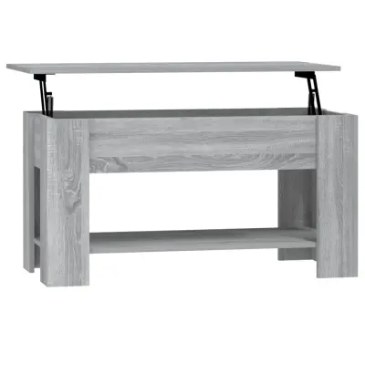 Klubska mizica - kavna mizica - Nizka mizica siva sonoma 101x49x52 cm konstruiran les