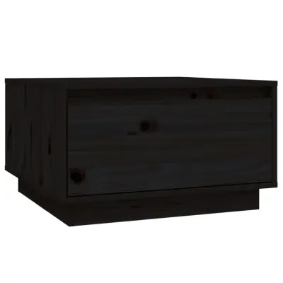 Klubska mizica - kavna mizica - Nizka mizica črna 55x56x32 cm trdna borovina
