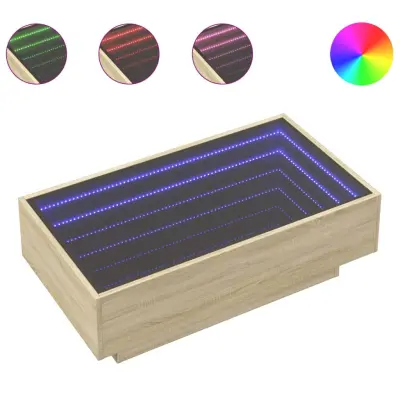 Klubska mizica - kavna mizica - Nizka mizica LED sonoma hrast 90x50x30 cm inženirski les