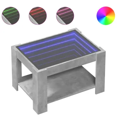Klubska mizica - kavna mizica - Nizka mizica LED betonsko siva 73x53x45 cm inženirski les