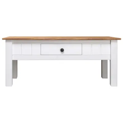 Klubska mizica - kavna mizica - Nizka mizica bela 100x60x45 cm trdna borovina Panama Range