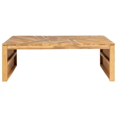 Klubska mizica - kavna mizica - Nizka mizica erodirana trdna tikovina 110x35x38 cm