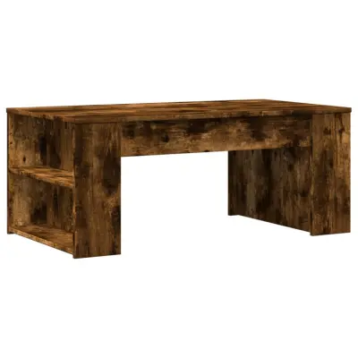 Klubska mizica - kavna mizica - Nizka mizica dimljeni hrast 102x55x42 cm inženirski les
