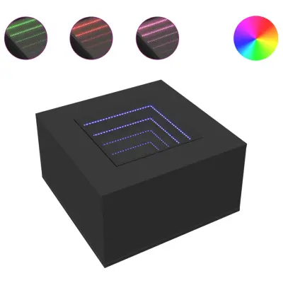 Klubska mizica - kavna mizica - Nizka mizica LED črna 60x60x40 cm inženirski les