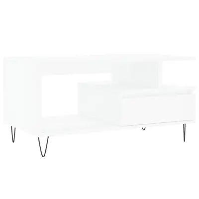 Klubska mizica - kavna mizica - Nizka mizica bela 90x49x45 inženirski les