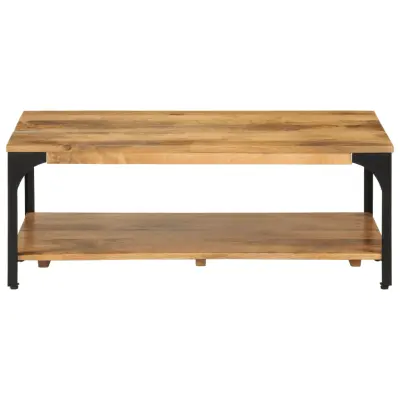 Klubska mizica - kavna mizica - Nizka mizica 100x55x38 cm trden mangov les in jeklo