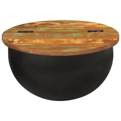 Klubska mizica - kavna mizica - Nizka mizica črna 50x27 cm trden predelan les
