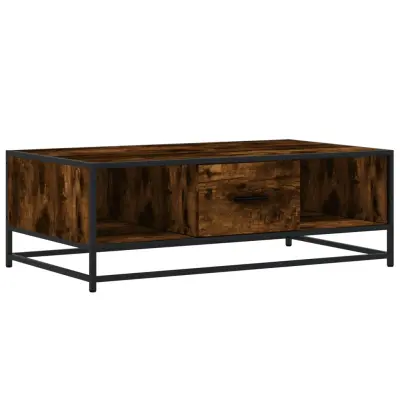 Klubska mizica - kavna mizica - Nizka mizica dimljeni hrast 100x57x35 cm inž. les in kovina