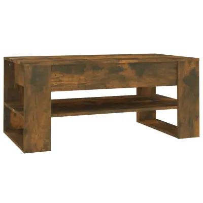 Klubska mizica - kavna mizica - Nizka mizica dimljeni hrast 102x55x45 cm konstruiran les