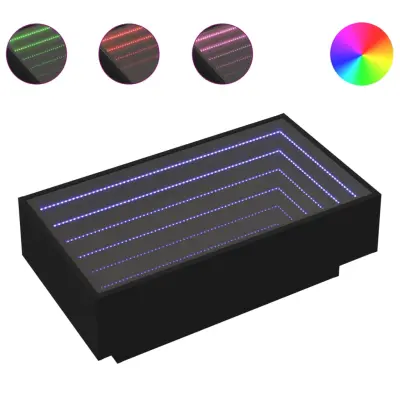 Klubska mizica - kavna mizica - Nizka mizica LED črna 90x50x30 cm inženirski les