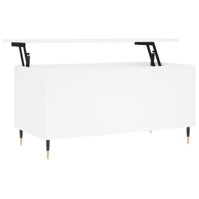 Klubska mizica - kavna mizica - Nizka mizica bela 90x44,5x45 cm inženirski les