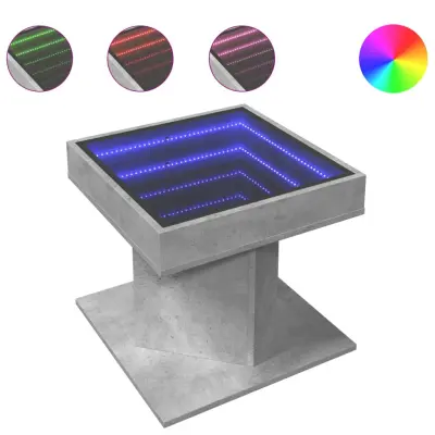 Klubska mizica - kavna mizica - Nizka mizica LED betonsko siva 50x50x45 cm inženirski les