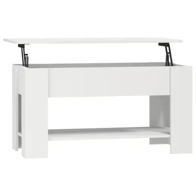 Klubska mizica - kavna mizica - Nizka mizica bela 101x49x52 cm konstruiran les