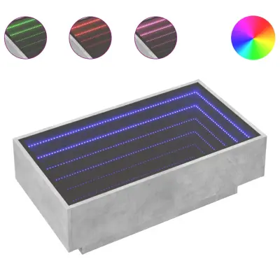 Klubska mizica - kavna mizica - Nizka mizica LED betonsko siva 90x50x30 cm inženirski les