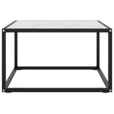 Klubska mizica - kavna mizica - Nizka mizica črna z belim marmornim steklom 60x60x35 cm