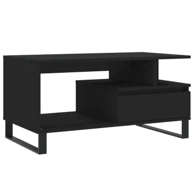 Klubska mizica - kavna mizica - Nizka mizica črna 90x49x45 inženirski les
