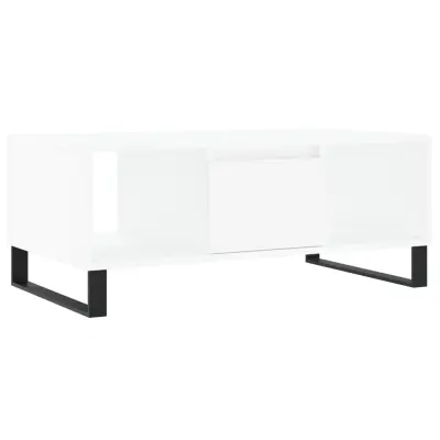 Klubska mizica - kavna mizica - Nizka mizica bela 90x50x36,5 cm inženirski les