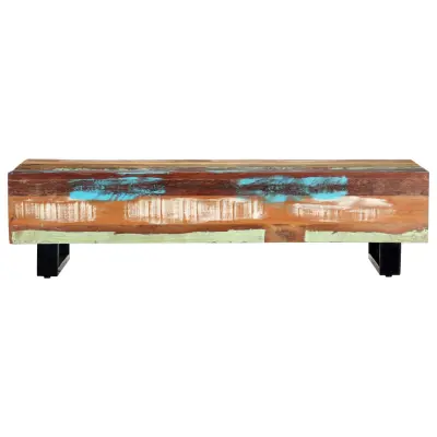 Klubska mizica - kavna mizica - Nizka mizica 120x50x30 cm trden predelan les in jeklo