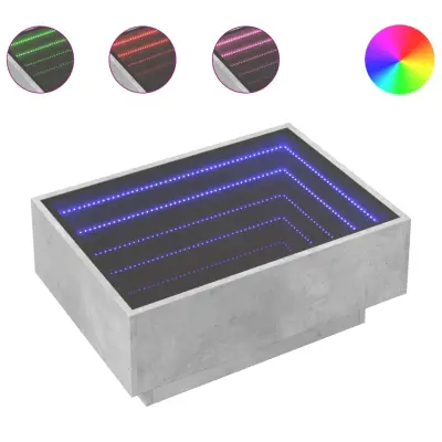 Klubska mizica - kavna mizica - Nizka mizica LED betonsko siva 70x50x30 cm inženirski les