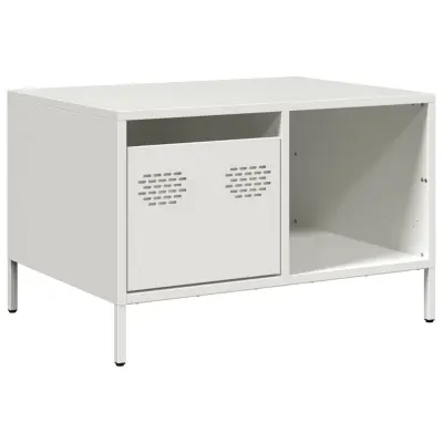 Klubska mizica - kavna mizica - Nizka mizica bela 68,5x50x43,5 cm valjano jeklo