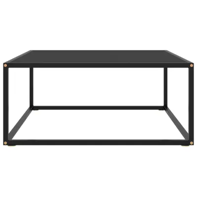 Klubska mizica - kavna mizica - Nizka mizica črna s črnim steklom 80x80x35 cm