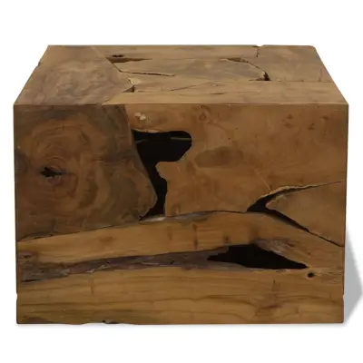 Klubska mizica - kavna mizica - Nizka mizica 50x50x35 cm prava tikovina rjava