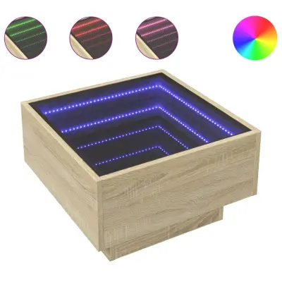 Klubska mizica - kavna mizica - Nizka mizica LED sonoma hrast 50x50x30 cm inženirski les