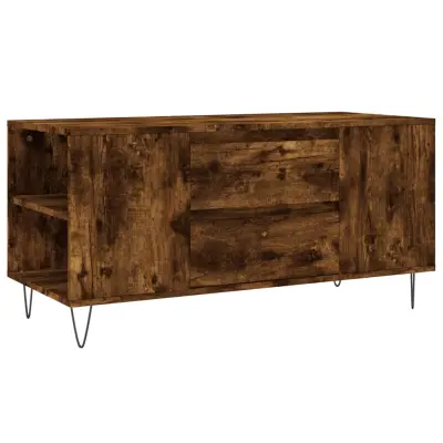 Klubska mizica - kavna mizica - Nizka mizica dimljeni hrast 102x44,5x50 cm inženirski les