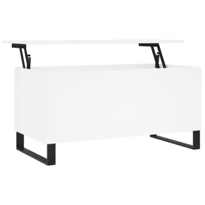 Klubska mizica - kavna mizica - Nizka mizica bela 90x44,5x45 cm inženirski les