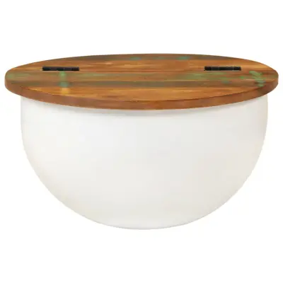 Klubska mizica - kavna mizica - Nizka mizica bela 50x27 cm trden predelan les
