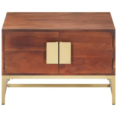 Klubska mizica - kavna mizica - Nizka mizica medeno rjava 67x67x45 cm trden akacijev les