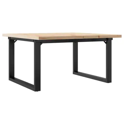 Klubska mizica - kavna mizica - Nizka mizica O okvir 90x90x45,5 cm trdna borovina lito železo