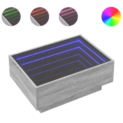 Klubska mizica - kavna mizica - Nizka mizica LED siva sonoma 70x50x30 cm inženirski les