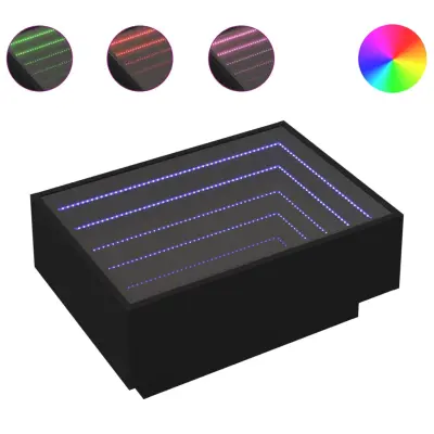 Klubska mizica - kavna mizica - Nizka mizica LED črna 70x50x30 cm inženirski les