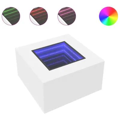 Klubska mizica - kavna mizica - Nizka mizica LED bela 60x60x40 cm inženirski les