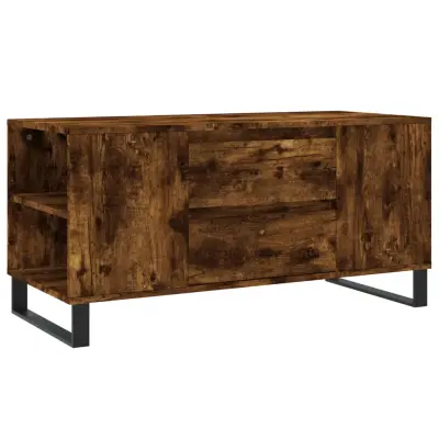 Klubska mizica - kavna mizica - Nizka mizica dimljeni hrast 102x44,5x50 cm inženirski les