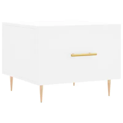 Klubska mizica - kavna mizica - Nizka mizica bela 50x50x40 cm inženirski les