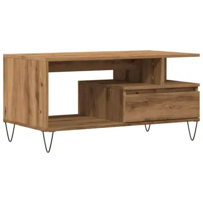 Klubska mizica - kavna mizica - Nizka mizica artisan hrast 90x49x45 cm inženirski les