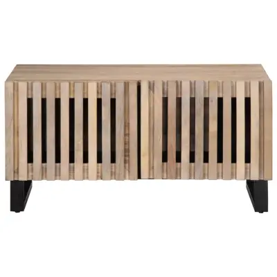 Klubska mizica - kavna mizica - Nizka mizica bela 80x51x40 cm trden mangov les