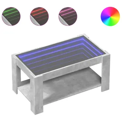 Klubska mizica - kavna mizica - Nizka mizica LED betonsko siva 93x53x45 cm inženirski les